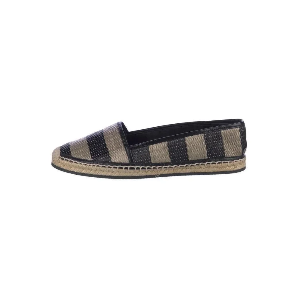 Burberry Two Tone Striped Raffia Hodgeson Espadrilles Size 37 US 6.5